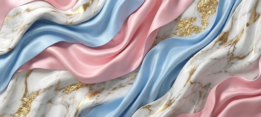 Abstract liquid marble texture with pink blue and gold swirls