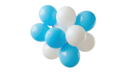 Bunch of light blue and white balloons isolated PNG, party decoration for birthday celebration and festive events on transparent background