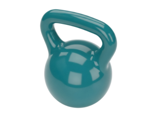 Isolated teal kettlebell for crossfit training, fitness, and working out at the gym or home
