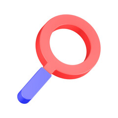 magnifier 3d rendering icon red color