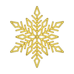 3D golden snowflake illustration. PNG with transparent background.	