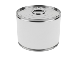 Isolated metal tin can with ring pull, blank label ready for branding or promotion, packaging design