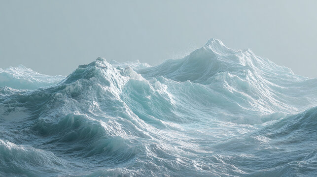 Powerful waves crashing in the ocean, creating a dramatic and captivating seascape