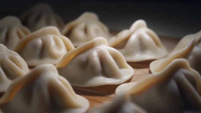 Cinematic Close-Up of Dumpling Folds and Texture