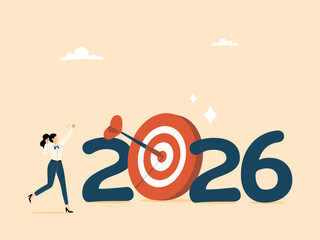 personal achievement goal concept, Year 2026 target, business challenge goal