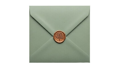 Isolated envelope with a wax seal featuring a flower pattern for sending greetings