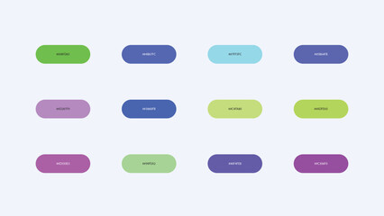 Pastel Color Palette Swatches with Hex Codes &ndash; UI Buttons Vector