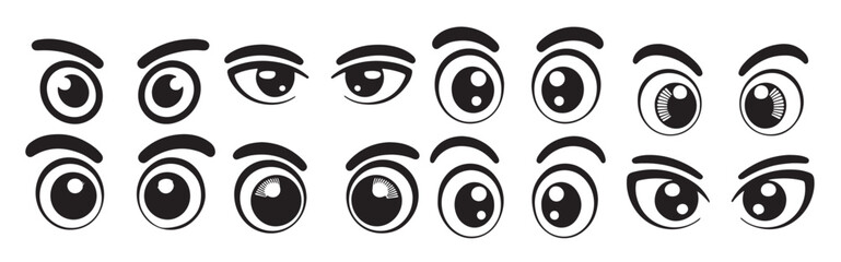 collection of cartoon eyes illustrations black and white © dgkla