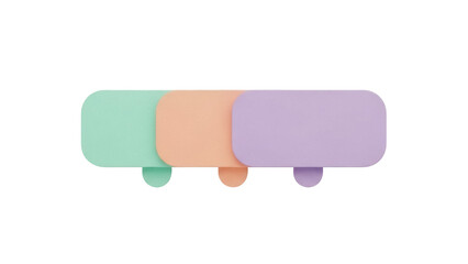 Isolated row of soft pastel colored abstract shape design elements, colorful arrangement