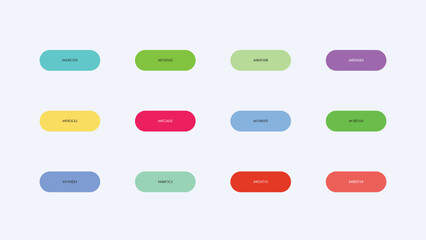 Pastel Color Palette Swatches with Hex Codes &ndash; UI Buttons Vector