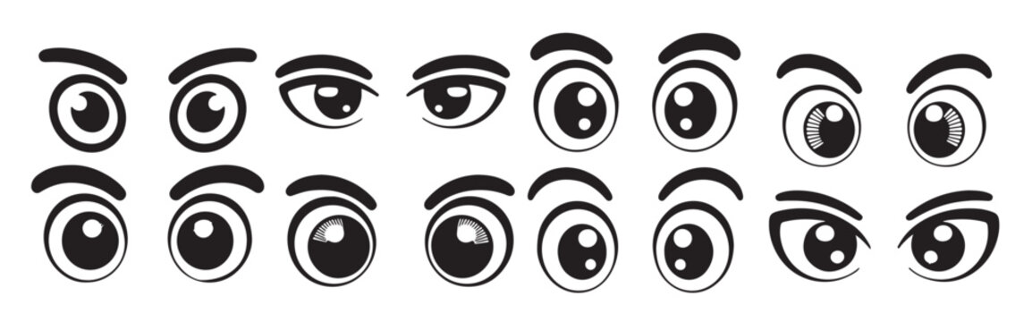 collection of cartoon eyes illustrations black and white