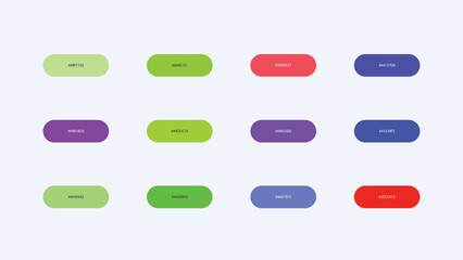 Pastel Color Palette Swatches with Hex Codes &ndash; UI Buttons Vector