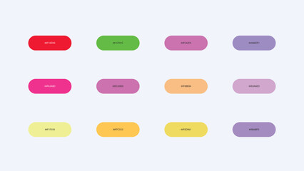Pastel Color Palette Swatches with Hex Codes &ndash; UI Buttons Vector
