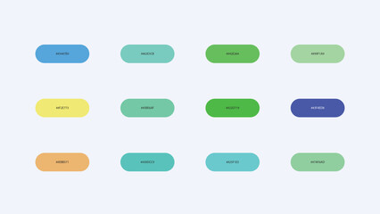 Pastel Color Palette Swatches with Hex Codes &ndash; UI Buttons Vector