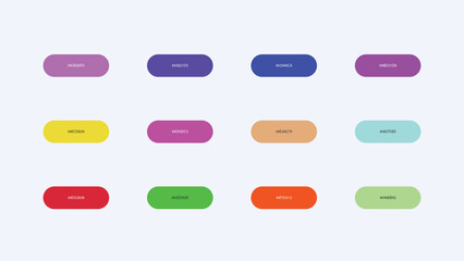 Pastel Color Palette Swatches with Hex Codes &ndash; UI Buttons Vector