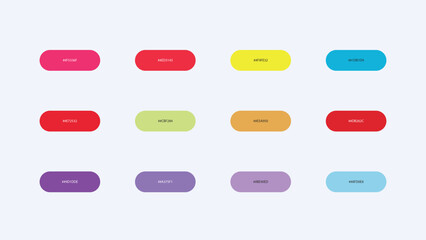 Pastel Color Palette Swatches with Hex Codes &ndash; UI Buttons Vector