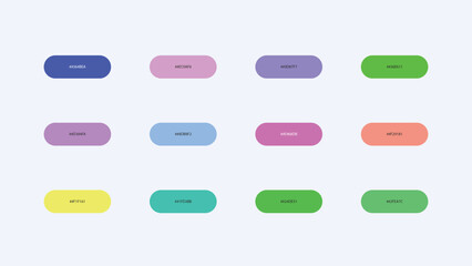Pastel Color Palette Swatches with Hex Codes &ndash; UI Buttons Vector