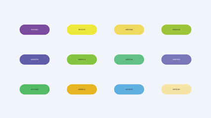 Pastel Color Palette Swatches with Hex Codes &ndash; UI Buttons Vector