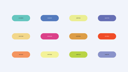 Pastel Color Palette Swatches with Hex Codes &ndash; UI Buttons Vector