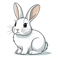 white rabbit on white background