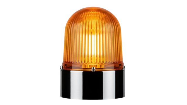 Amber warning light PNG isolated on transparent background, emergency beacon for construction and traffic safety - Powered by Adobe