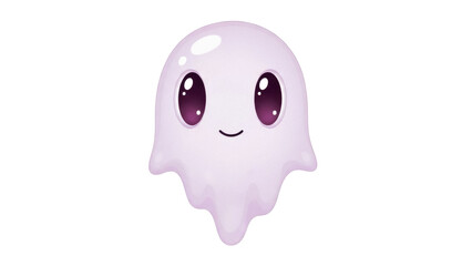 Isolated cute Halloween ghost character with big eyes, simple cartoon drawing in light colors