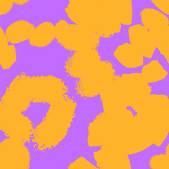 Seamless abstract floral pattern featuring bold hand-painted textured shapes on a pink background. Ideal for textile prints, packaging, wallpapers, fabric design, stationery