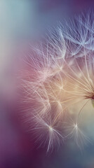 Fototapeta premium Delicate Dandelion Seed Head in Soft Colorful Background