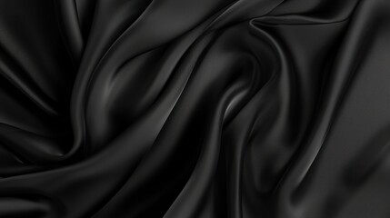 Obraz premium Black silk fabric background with abstract wavy texture luxurious elegant sleek design element abstract waving pattern perfect for banner wallpaper with copy space luxury concept