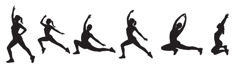 collection of diverse female silhouettes performing various © Xkkla
