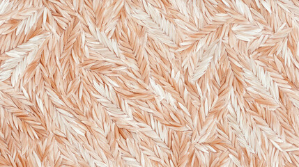 Fototapeta premium Abstract background of intricately woven natural fibers, showcasing captivating pattern of light brown and cream-colored raffia strands for serene and organic texture