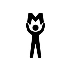 Man Holding M Alphabet Icon