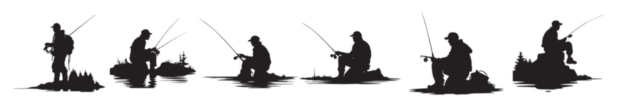fisherman fishing silhouette illustration
