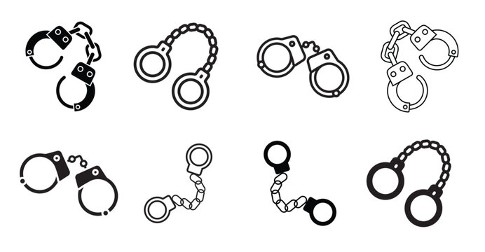 handcuffs vector icon set police illustration sign