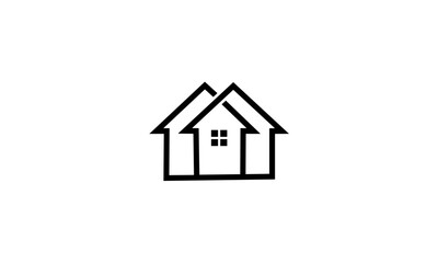 Fototapeta premium Minimalist House Logo Design with Intersecting Rooflines and Window Detail.