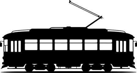 Classic city streetcar silhouette vector illustration © CraftB