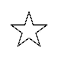 Vibrant Neon 5 Point Star Outline with Glowing Light Effect. PNG element  
