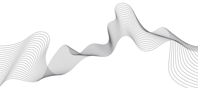 Abstract vector background with gray wavy lines. Abstract gray line wave background. 