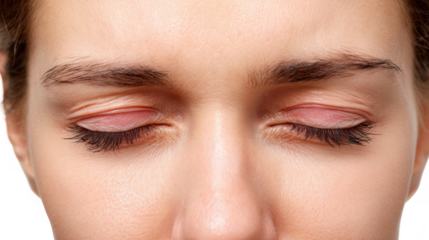 Close up of a man closing his eyes in pain, expressing discomfort and suffering, with a transparent background for easy integration into various projects
