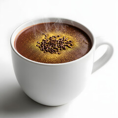 Steaming cup of hot chocolate with sprinkles