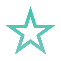 Obraz premium ​Abstract Grainy Gradient Star PNG. Single Five Pointed Star Icon with Retro Noise Texture. Trending Y2K Aesthetic Design Element for UI/Web Graphic