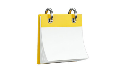 Blank Calendar Pages with Metal Rings on White Background