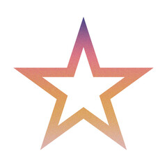 Obraz premium ​Abstract Grainy Gradient Star PNG. Single Five Pointed Star Icon with Retro Noise Texture. Trending Y2K Aesthetic Design Element for UI/Web Graphic