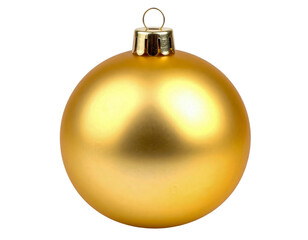 Golden Christmas ornament ball with shiny cap on transparent background