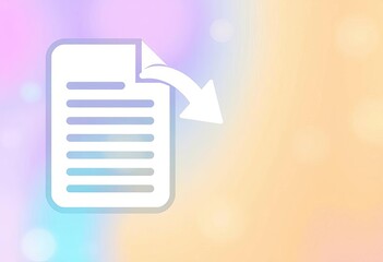 A stylized icon depicting a document with an arrow pointing to a vector graphic,  flat,  simple