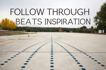 Follow Through Beats Inspiration Path of Dots and Lines on Concrete Surface Demonstrating Direction and Progress