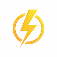 Bright yellow lightning bolt symbol encircled, representing power and energy concept; electricity surge, storm illustration icon