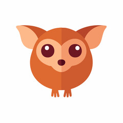 Obraz premium Stylized Cute Tarsier Head Flat Design Illustration Adorable Cartoon Animal Face Creative Graphic Design