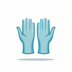 Obraz premium Illustration of Two Hands with Blue Medical Gloves: Protection and Hygiene Concept