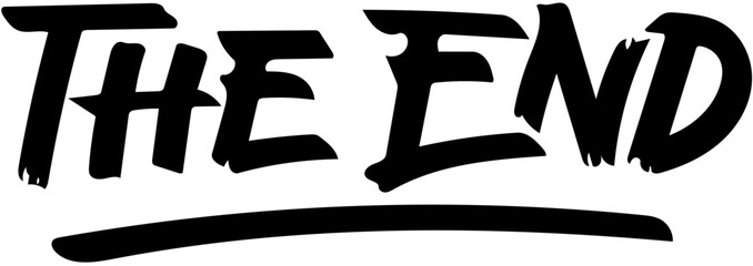 The word 'The End' with a stylized underline, signifying the conclusion of a narrative or event, presented in a bold, artistic font